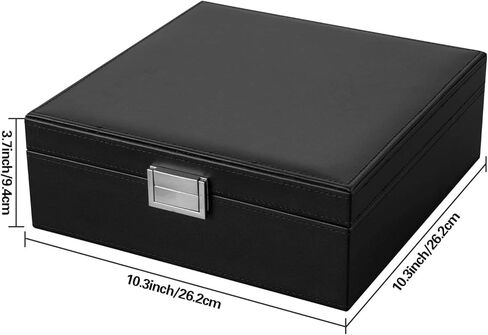 منظم صندوق المجوهرات الأسود من Oyydecor بطبقتين، مرآة كبيرة من جلد البولي يوريثان، درج تخزين المجوهرات مع صينية عرض قابلة للإزالة للقلادة والأقراط والخواتم والأساور in Kuwait
