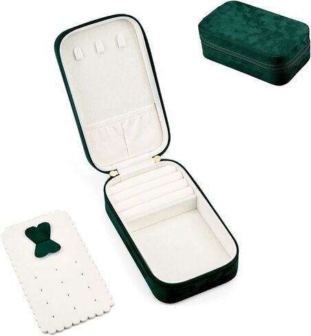 SANQIANWAN Luxury Jewelry Box for Women，Portable Travel Case Organizer for Rings Earrings Necklace Gift for Wedding Bridesmaids Women Wife Daughter (Dark Green) in Saudi Arabia