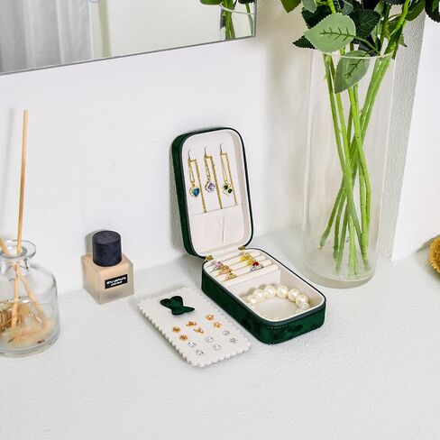 SANQIANWAN Luxury Jewelry Box for Women，Portable Travel Case Organizer for Rings Earrings Necklace Gift for Wedding Bridesmaids Women Wife Daughter (Dark Green) in Saudi Arabia