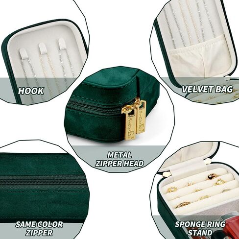 SANQIANWAN Luxury Jewelry Box for Women，Portable Travel Case Organizer for Rings Earrings Necklace Gift for Wedding Bridesmaids Women Wife Daughter (Dark Green) in Saudi Arabia