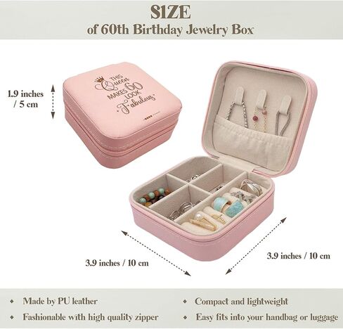 هدية ZomefinKiu لامرأة تبلغ من العمر 60 عامًا، صندوق تخزين مجوهرات عيد الميلاد الستين مع زجاجة عطر قابلة لإعادة الملء، هدية عيد ميلاد 60 لها، 60 ورائعة، عيد ميلاد المرأة الستين، هدية عيد ميلاد 60 in Kuwait