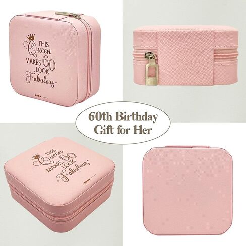 هدية ZomefinKiu لامرأة تبلغ من العمر 60 عامًا، صندوق تخزين مجوهرات عيد الميلاد الستين مع زجاجة عطر قابلة لإعادة الملء، هدية عيد ميلاد 60 لها، 60 ورائعة، عيد ميلاد المرأة الستين، هدية عيد ميلاد 60 in Kuwait