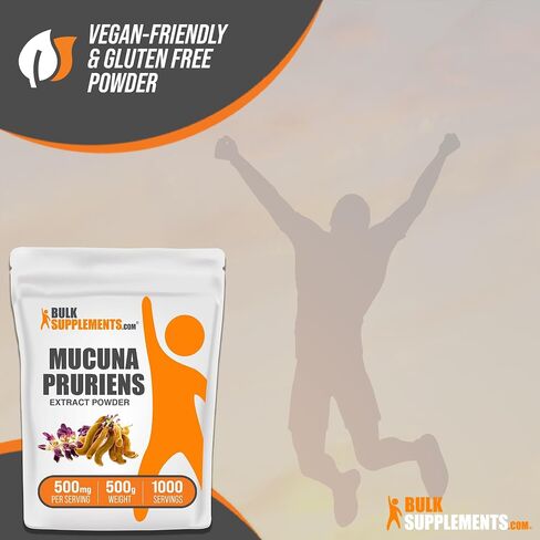BULKSUPPLEMENTS.COM مستخلص Mucuna Pruriens - المكملات العشبية، مكملات Mucuna Pruriens، مسحوق Mucuna Pruriens - نباتي وخالي من الغلوتين، 500 مجم لكل وجبة، 500 جم (1.1 رطل) in Kuwait