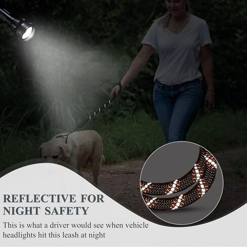 VIVAGLORY Short Dog Leash 18 in, Durable Mountain Climbing Reflective Rope Dog Lead with Soft Padded Traffic Handle for Large Dogs for Walking & Training, Black in Kuwait