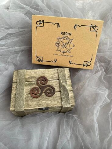 TheDarknessUnicorn Ogham's Fortune Oracle Set صندوق المذبح الخشبي صندوق الروني القماشي وحقيبة الروني ودليل عصي أوغام in Kuwait