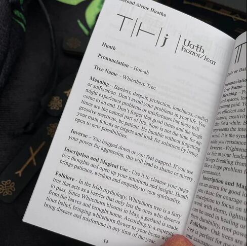 TheDarknessUnicorn Ogham's Fortune Oracle Set صندوق المذبح الخشبي صندوق الروني القماشي وحقيبة الروني ودليل عصي أوغام in Kuwait