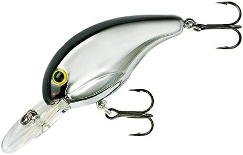 BANDIT LURES Series 200 Crankbait Bass Fishing Lures, Fishing Accessories, Dives to 8-feet Deep, 2", 1/4 oz, Chrome Black Back in Saudi Arabia