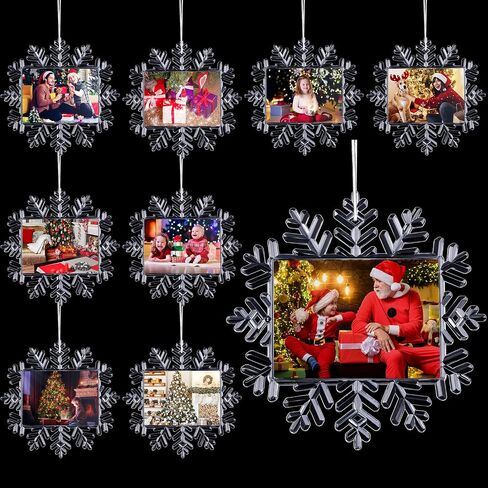 3 Pcs Christmas Snowflake Hanging Photo Frame Snowflake Ornaments Christmas Photo Ornaments Christmas Acrylic Snowflake Photo Ornaments Snowflake Photo Frame for Christmas Decorations (Classic) in Saudi Arabia