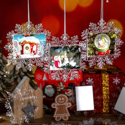 3 Pcs Christmas Snowflake Hanging Photo Frame Snowflake Ornaments Christmas Photo Ornaments Christmas Acrylic Snowflake Photo Ornaments Snowflake Photo Frame for Christmas Decorations (Classic) in Saudi Arabia