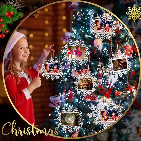 3 Pcs Christmas Snowflake Hanging Photo Frame Snowflake Ornaments Christmas Photo Ornaments Christmas Acrylic Snowflake Photo Ornaments Snowflake Photo Frame for Christmas Decorations (Classic) in Saudi Arabia