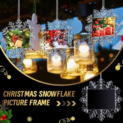 3 Pcs Christmas Snowflake Hanging Photo Frame Snowflake Ornaments Christmas Photo Ornaments Christmas Acrylic Snowflake Photo Ornaments Snowflake Photo Frame for Christmas Decorations (Classic) in Saudi Arabia