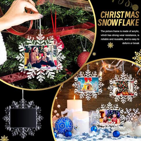 3 Pcs Christmas Snowflake Hanging Photo Frame Snowflake Ornaments Christmas Photo Ornaments Christmas Acrylic Snowflake Photo Ornaments Snowflake Photo Frame for Christmas Decorations (Classic) in Saudi Arabia