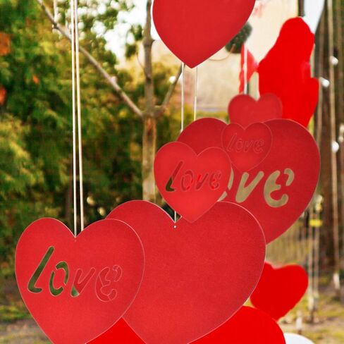 تودو 20 قطعة كبيرة من زينة عيد الحب على شكل قلوب معلقة لتزيين حفلات الزفاف والحفلات، 11.8 انش و5.9 انش، احمر in Kuwait