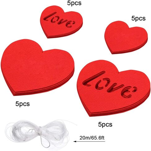 تودو 20 قطعة كبيرة من زينة عيد الحب على شكل قلوب معلقة لتزيين حفلات الزفاف والحفلات، 11.8 انش و5.9 انش، احمر in Kuwait