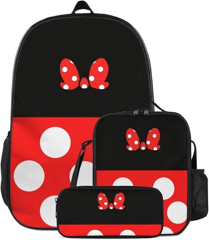 TUOYITAI Cartoon Backpack 3 Piece Set Girls Adults 17" Backpacks with Lunch Box Pencil Case School Travel Daypack 17 Inch in Saudi Arabia