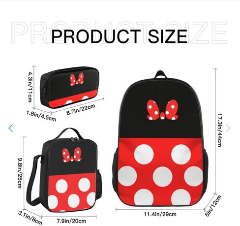 TUOYITAI Cartoon Backpack 3 Piece Set Girls Adults 17" Backpacks with Lunch Box Pencil Case School Travel Daypack 17 Inch in Saudi Arabia