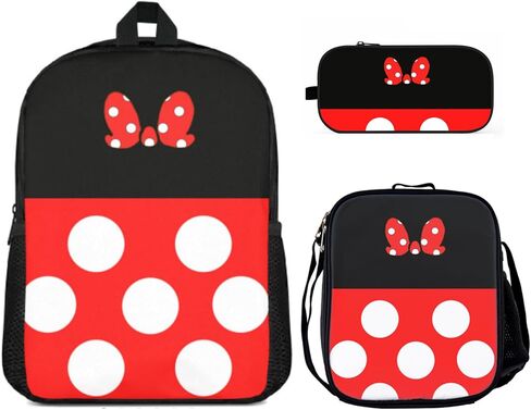 TUOYITAI Cartoon Backpack 3 Piece Set Girls Adults 17" Backpacks with Lunch Box Pencil Case School Travel Daypack 17 Inch in Saudi Arabia