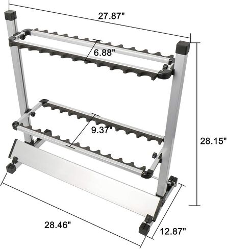 NovelBee Aluminum Alloy 24 Fishing Rod Rack Fishing Rod Pole Holder Stand Storage Tool for All Types of Fishing Rods (Black) in Saudi Arabia