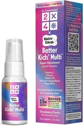 2X4 Better Kids’ Multi™ Liposomal Kids Multivitamin Supplement with Vitamin C, A, E, B Vitamins, Lutein, Zinc, and Minerals, Immune Support Liquid Vitamins in Saudi Arabia