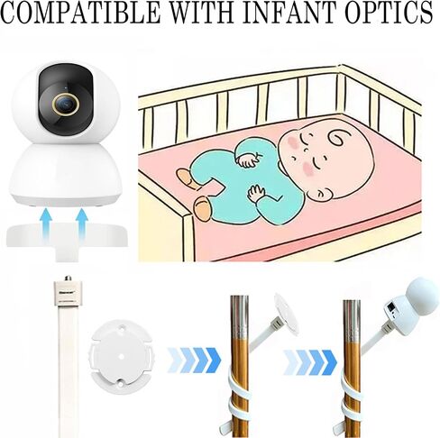 حامل شاشة الطفل، حامل كاميرا الطفل العالمي متوافق مع كاميرا Arlo Baby/TP-Link/ 1/4 فتحات ملولبة متعددة الاستخدامات بدون أدوات أو تلف الجدار 27.5 بوصة، أطقم شاشة، أبيض in Kuwait