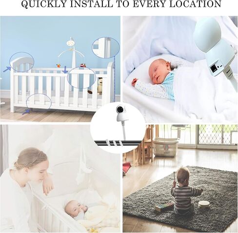 حامل شاشة الطفل، حامل كاميرا الطفل العالمي متوافق مع كاميرا Arlo Baby/TP-Link/ 1/4 فتحات ملولبة متعددة الاستخدامات بدون أدوات أو تلف الجدار 27.5 بوصة، أطقم شاشة، أبيض in Kuwait