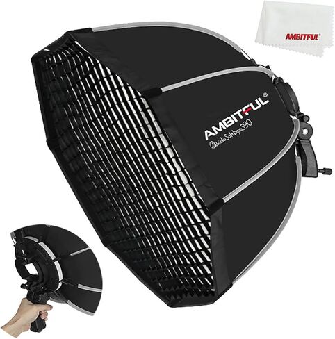AMBITFUL QS65 65 سم/26 QS90/35.4 بوصة محمول سريع التثبيت مثمن شبكة قرص العسل سوفت بوكس ​​مع حامل من النوع S لـ Speedlite Flash SoftBox TT600 TT685 TT685II V860 V860II (QS90) in Kuwait