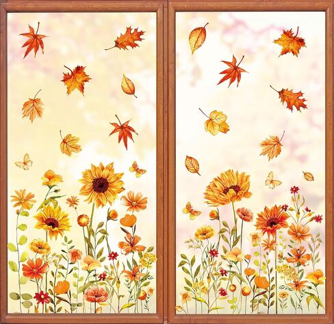 Whaline 6 Sheets Patriotic Window Clings 4th of July Red Blue Flower USA Star Reusable Window Decals for Independence Day Memorial Day Home Glass Party Decor in Kuwait