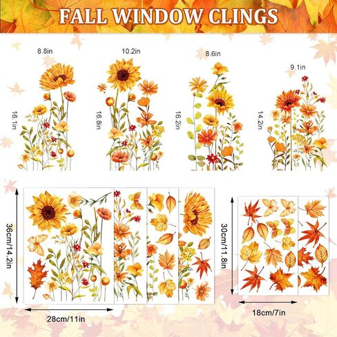 Whaline 6 Sheets Patriotic Window Clings 4th of July Red Blue Flower USA Star Reusable Window Decals for Independence Day Memorial Day Home Glass Party Decor in Kuwait