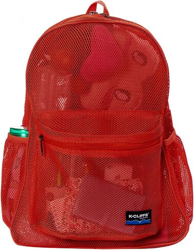 NiceAndGreat Heavy Duty Classic Student Mesh Backpack | Padded Straps | Red in Saudi Arabia