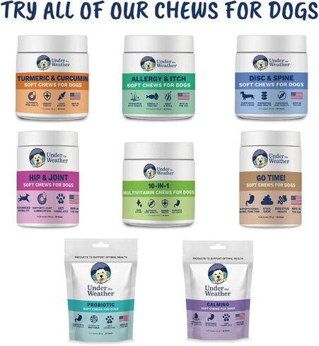 Under The Weather Pet Disc & Spine Health Chews for Dog | Vet Formulated Dog Chews Spinal Disc Support Supplement | Great for Dachshunds & Long Back Breeds with IVDD, Back & Joint Arthritis in Kuwait
