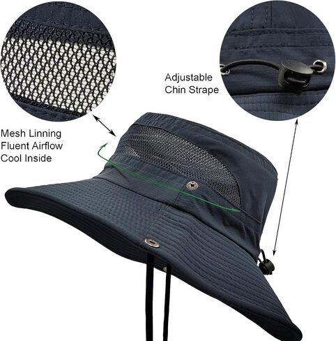 Waterproof Bucket Rain Hat for Women Wide Brim UV Protection Foldable Mesh Soft Boonie Beach Fishing Cowboy Hat Men in Saudi Arabia