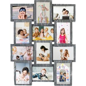 HELLO LAURA - إطار صور مجمعة 12 إطار صور مجمعة عتيق مقاس 18 بوصة × 25 بوصة عرض إطار صورة معلق على الحائط مقاس 4 بوصة × 6 بوصة حافة ذهبية صدئة | نمط مجموعة المعرض in Kuwait