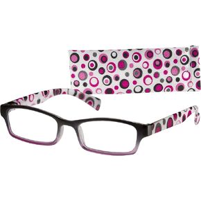 Wink Fancy Matte Reading Glass with Pink/Black Spots on White Temples and Suede Case, 1.75, 0.200 Ounce in Kuwait