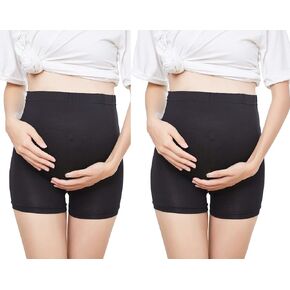 OuYun 2 pack Women's Soft and Seamless Pregnancy Boyshorts Maternity Shapewear Belly Support