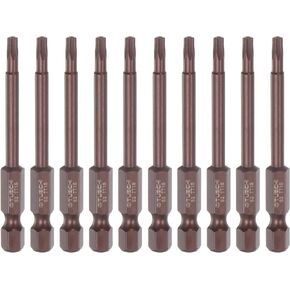 HARFINGTON 10pcs T10 Torx Bit 1/4" Hex Shank 3" Length Magnetic Security Star Screwdriver Power Tool, Red