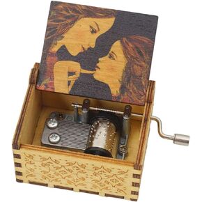 SLGIFT Wood Music Box,Hand Cranked Laser Engraved Vintage Musical Boxes Case Gifts for Birthday/Christmas/Valentines Days/Thanksgiving (PC044 to Daughter from Mom)