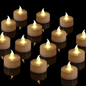 Tea Light Flameless LED Tea Lights Candles Flickering Warm Yellow 100+ Hours Battery-Powered Tea light Candle. Ideal for Party, Wedding, Birthday, Gifts and Home Decoration (50 pack warm yellow)