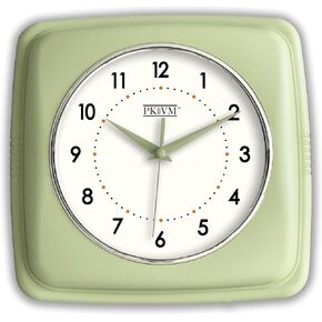 9 inch Retro Color Indoor Wall Clock, Battery Operated Square Clock. Decorative Clock for Home, Office, Kitchen, Bedroom, Bathroom Living Room, School. Sweep Movement (New - Blue)