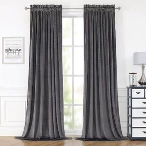 Black Velvet Curtains 84 Inches for Bedroom, Thermal Insulated Blackout Curtains- Room Darkening Sun Blocking Rod Pocket Window Drapes for Living Room, 2 Panels, 42 x 84 Inches in Kuwait