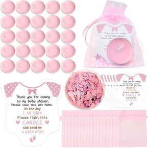 Baby Shower Favors Tea Light Candles for Guest Girl 50 Sets Pink Baby Shower Party Favors Gifts with Thank Cards and Organza Bags Confetti for Guests Friend Baby Shower Gender Reveal Party Favors
