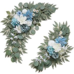Olalaka Dusty Blue Flower for Wedding Welcome Signs Decorations, Artificial Wedding Arch Flowers for Wedding Ceremony (Set of 2) in Kuwait