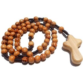 Olive Wood Catholic Rope Rosary with Comfort Cross – Premium Quality Genuine HJW Product - Exclusively Designed Christian Prayer Beads for a Meaningful Spiritual Experience in Kuwait