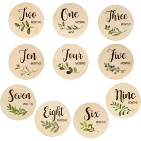 DODAMOUR Baby Monthly Milestone Cards, 10 Wooden Sided Marker Milestone Circles Discs Newborn, Pregnancy Journey Milestone Markers in Kuwait