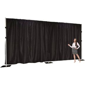 Two Layers Backdrop Made with One Piece Chiffon Tulle & Polyester for Professional Extra Wide Blackout Curtains (Black, 20 x 8 ft) in Kuwait