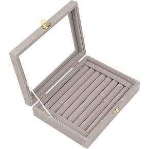 حامل عرض مجوهرات من الزجاج المخملي من MyJell، صندوق تخزين، أقراط حلقية، صندوق مجوهرات، حامل حلقي (أسود) in Kuwait