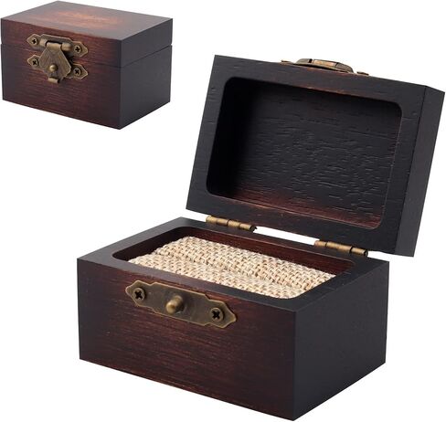JEWPER Rustic Wooden Engagement Ring Box: Solid Wood Box for Wedding Ring Storage, Proposal and Ceremony for Women and Men in Kuwait