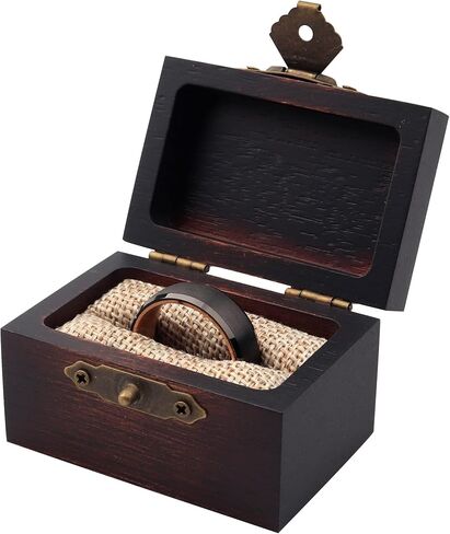 JEWPER Rustic Wooden Engagement Ring Box: Solid Wood Box for Wedding Ring Storage, Proposal and Ceremony for Women and Men in Kuwait