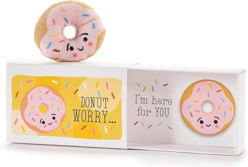 Giftcraft Pocket Hug with Gift Box, Sentimental Gift Box with Plush Gift, Pocket Size Gift, Keepsake Box, Thoughtful, Shelf Decor, Cute Home Decor, Plush Toy – Donut in Kuwait