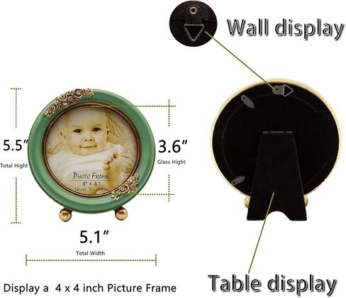 إطار صورة دائري من SIKOO مقاس 5.5 × 5.5 إطار صورة لمزرعة ريفية إطارات بيضاء عتيقة متعثرة in Kuwait
