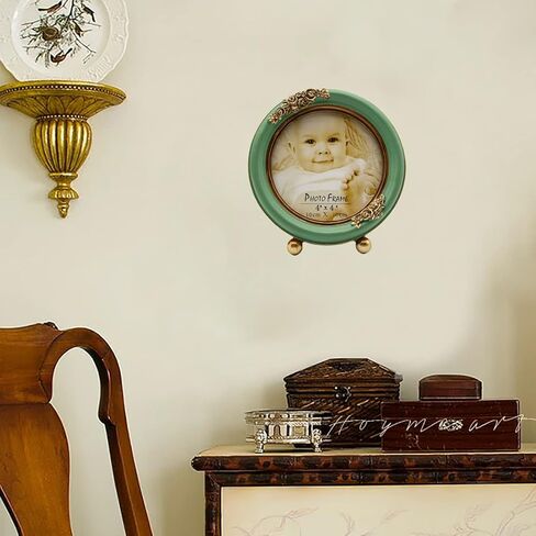 إطار صورة دائري من SIKOO مقاس 5.5 × 5.5 إطار صورة لمزرعة ريفية إطارات بيضاء عتيقة متعثرة in Kuwait